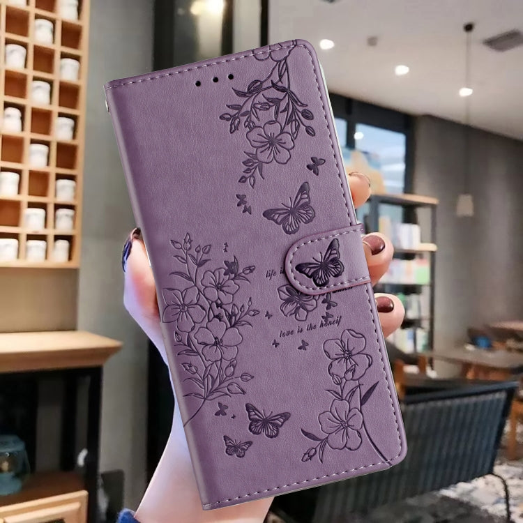 For Ulefone Note 14 Butterflies and Flowers Leather Phone Case(Purple) - Ulefone Cases by PMC Jewellery | Online Shopping South Africa | PMC Jewellery | Buy Now Pay Later Mobicred