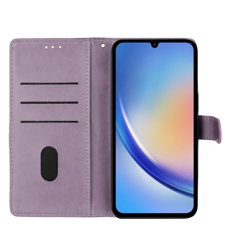 For Ulefone Note 14 Butterflies and Flowers Leather Phone Case(Purple) - Ulefone Cases by PMC Jewellery | Online Shopping South Africa | PMC Jewellery | Buy Now Pay Later Mobicred