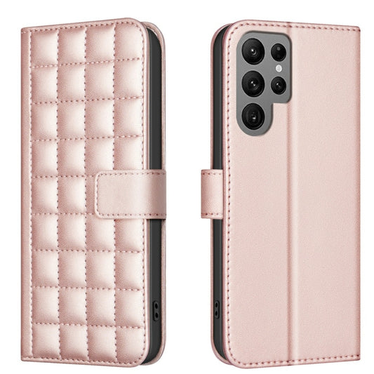 For Samsung Galaxy S25 Ultra 5G Square Texture Leather Phone Case(Rose Gold) - Galaxy S25 Ultra 5G Cases by PMC Jewellery | Online Shopping South Africa | PMC Jewellery | Buy Now Pay Later Mobicred