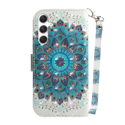 For Samsung Galaxy S25 5G 3D Colored Horizontal Flip Leather Phone Case(Peacock Wreath) - Galaxy S25 5G Cases by PMC Jewellery | Online Shopping South Africa | PMC Jewellery | Buy Now Pay Later Mobicred