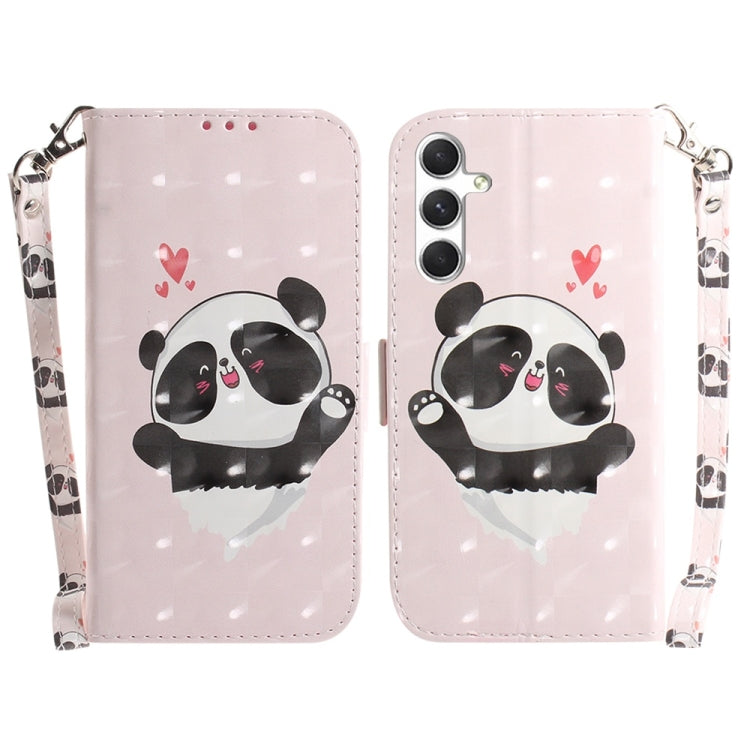 For Samsung Galaxy S25 5G 3D Colored Horizontal Flip Leather Phone Case(Heart Panda) - Galaxy S25 5G Cases by PMC Jewellery | Online Shopping South Africa | PMC Jewellery | Buy Now Pay Later Mobicred