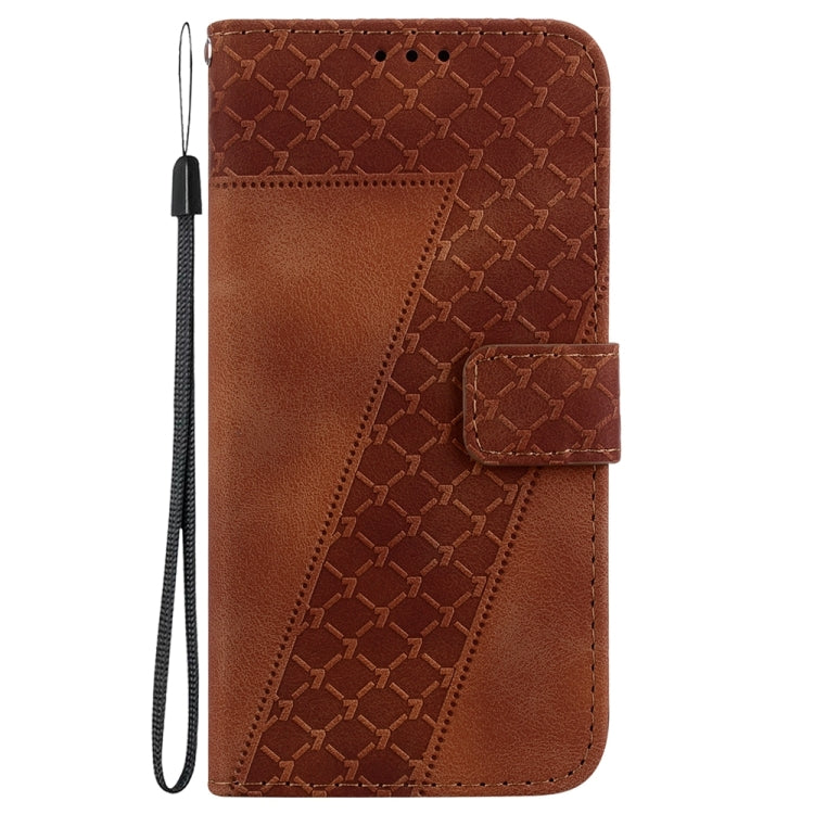 For Samsung Galaxy S25+ 5G Seven-shaped Embossed Leather Phone Case(Brown) - Galaxy S25+ 5G Cases by PMC Jewellery | Online Shopping South Africa | PMC Jewellery | Buy Now Pay Later Mobicred