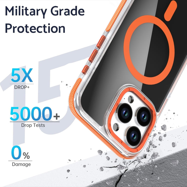 For iPhone 16 Pro Max Magsafe Dual-Color Transparent Black Full Coverage Phone Case(Orange) - iPhone 16 Pro Max Cases by PMC TechLife | Online Shopping South Africa | PMC TechLife | Buy Now Pay Later Mobicred