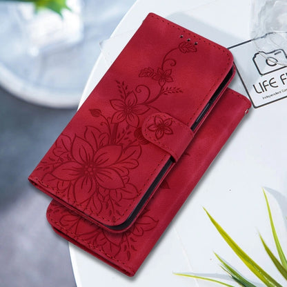 For Samsung Galaxy S25 Ultra 5G Lily Embossed Leather Phone Case(Red) - Galaxy S25 Ultra 5G Cases by PMC Jewellery | Online Shopping South Africa | PMC Jewellery | Buy Now Pay Later Mobicred