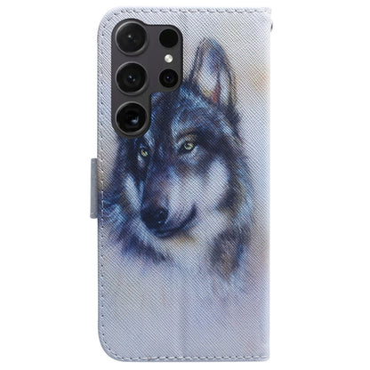 For Samsung Galaxy S25 Ultra 5G Coloured Drawing Flip Leather Phone Case(White Wolf) - Galaxy S25 Ultra 5G Cases by PMC Jewellery | Online Shopping South Africa | PMC Jewellery | Buy Now Pay Later Mobicred