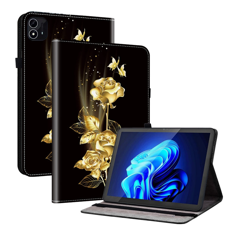 For itel Pad One 10.1 Crystal Texture Painted Leather Smart Tablet Case(Gold Butterfly Rose) - Others by PMC TechLife | Online Shopping South Africa | PMC TechLife | Buy Now Pay Later Mobicred