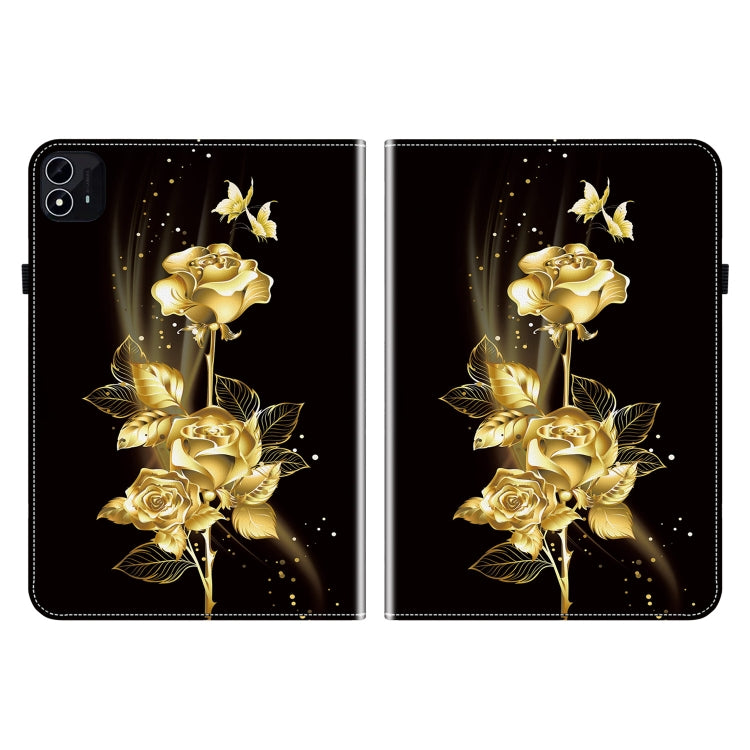 For itel Pad One 10.1 Crystal Texture Painted Leather Smart Tablet Case(Gold Butterfly Rose) - Others by PMC TechLife | Online Shopping South Africa | PMC TechLife | Buy Now Pay Later Mobicred