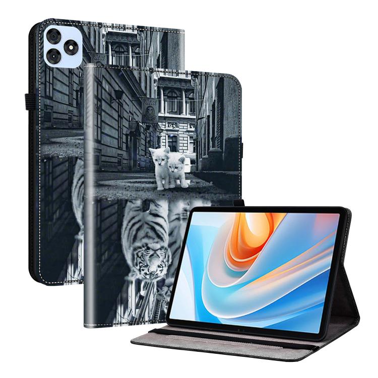 For itel VistaTab 30 Crystal Texture Painted Leather Smart Tablet Case(Cat Reflection Tiger) - Others by PMC TechLife | Online Shopping South Africa | PMC TechLife | Buy Now Pay Later Mobicred