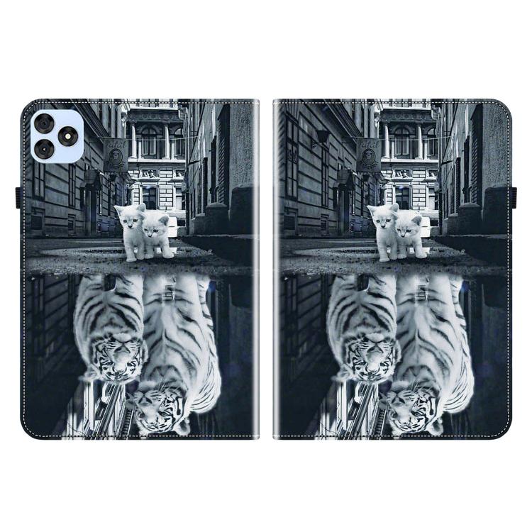 For itel VistaTab 30 Crystal Texture Painted Leather Smart Tablet Case(Cat Reflection Tiger) - Others by PMC TechLife | Online Shopping South Africa | PMC TechLife | Buy Now Pay Later Mobicred