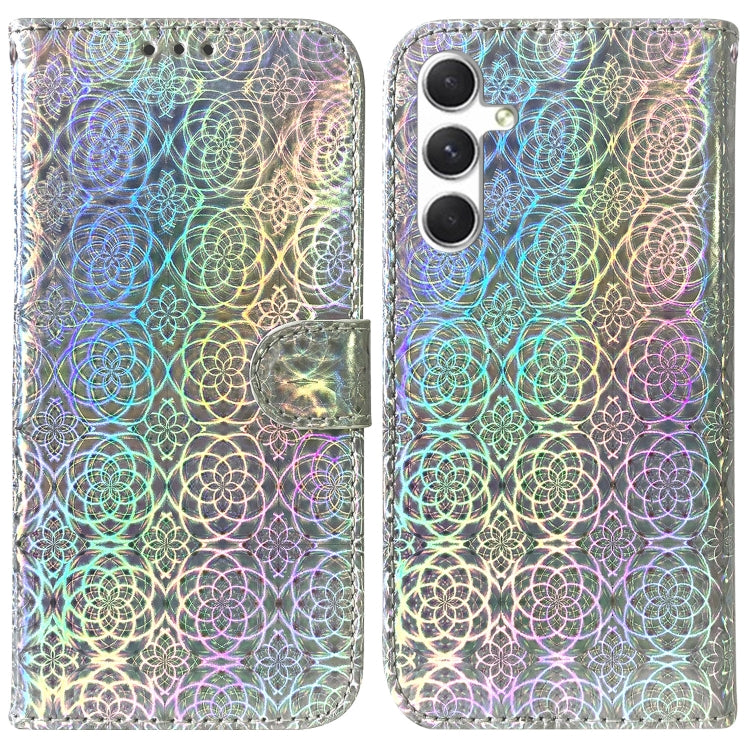 For Samsung Galaxy S25 5G Colorful Magnetic Buckle Leather Phone Case(Silver) - Galaxy S25 5G Cases by PMC Jewellery | Online Shopping South Africa | PMC Jewellery | Buy Now Pay Later Mobicred