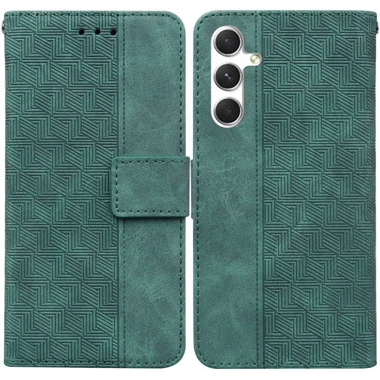 For Samsung Galaxy S25 5G Geometric Embossed Leather Phone Case(Green) - Galaxy S25 5G Cases by PMC Jewellery | Online Shopping South Africa | PMC Jewellery | Buy Now Pay Later Mobicred