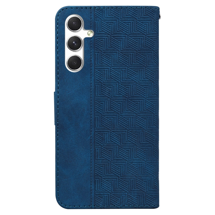 For Samsung Galaxy S25+ 5G Geometric Embossed Leather Phone Case(Blue) - Galaxy S25+ 5G Cases by PMC Jewellery | Online Shopping South Africa | PMC Jewellery | Buy Now Pay Later Mobicred