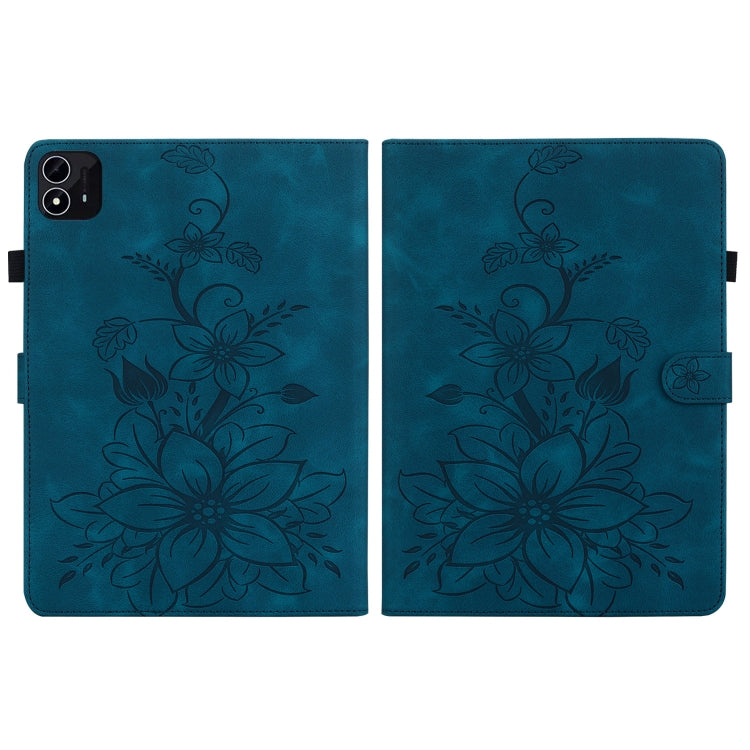 For itel Pad One 10.1 Lily Embossed Leather Tablet Case(Dark Blue) - Others by PMC TechLife | Online Shopping South Africa | PMC TechLife | Buy Now Pay Later Mobicred