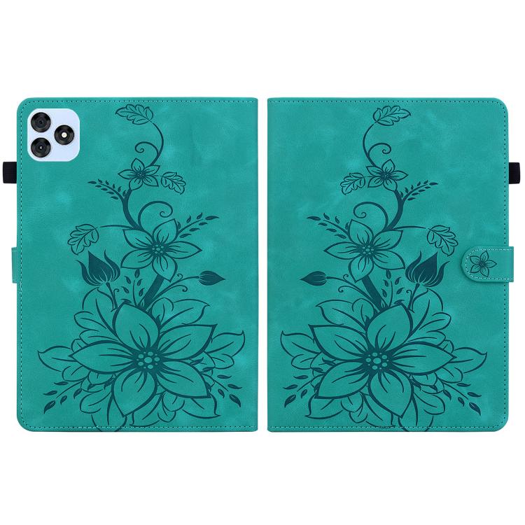 For itel VistaTab 30 Lily Embossed Leather Tablet Case(Green) - Others by PMC TechLife | Online Shopping South Africa | PMC TechLife | Buy Now Pay Later Mobicred