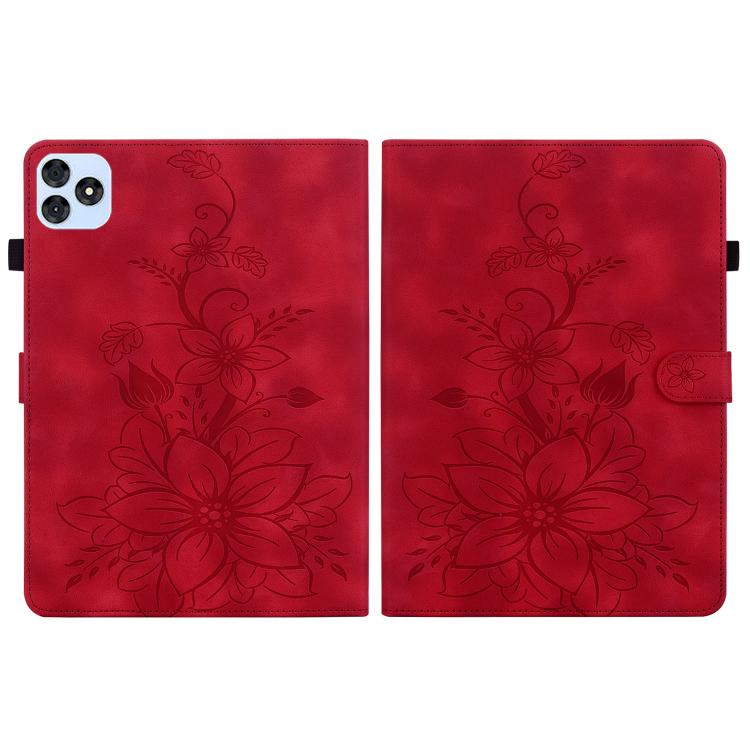 For itel VistaTab 30 Lily Embossed Leather Tablet Case(Red) - Others by PMC TechLife | Online Shopping South Africa | PMC TechLife | Buy Now Pay Later Mobicred