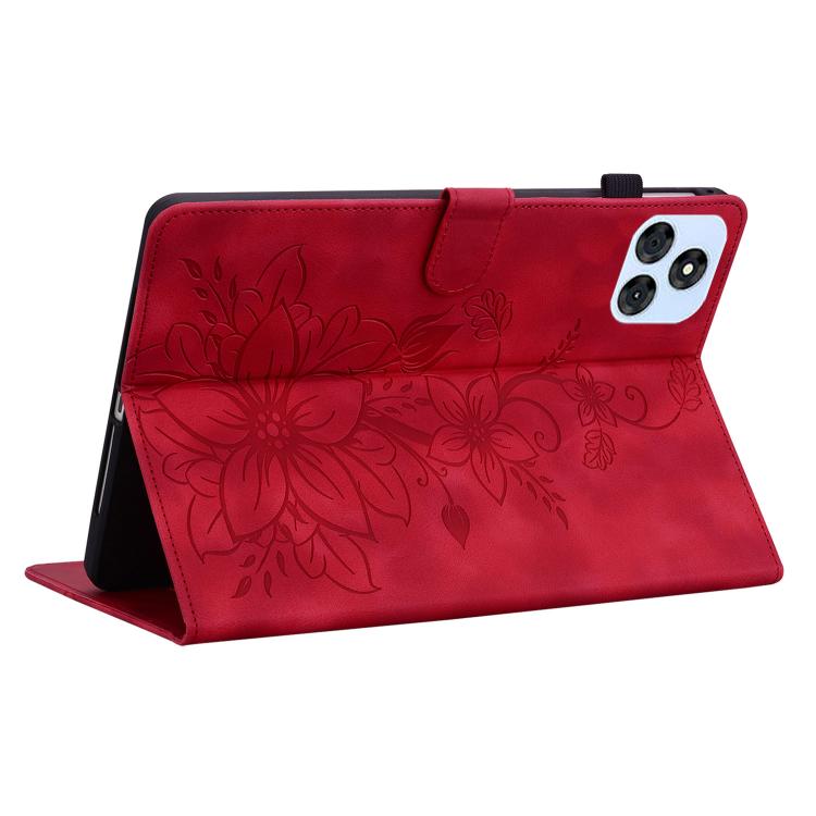For itel VistaTab 30 Lily Embossed Leather Tablet Case(Red) - Others by PMC TechLife | Online Shopping South Africa | PMC TechLife | Buy Now Pay Later Mobicred