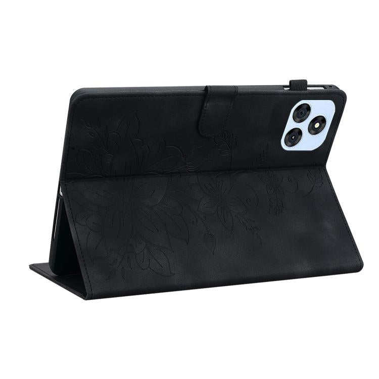 For itel VistaTab 30 Lily Embossed Leather Tablet Case(Black) - Others by PMC TechLife | Online Shopping South Africa | PMC TechLife | Buy Now Pay Later Mobicred