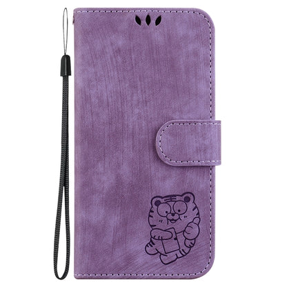 For Samsung Galaxy S25 5G Little Tiger Embossed Leather Phone Case(Purple) - Galaxy S25 5G Cases by PMC Jewellery | Online Shopping South Africa | PMC Jewellery | Buy Now Pay Later Mobicred