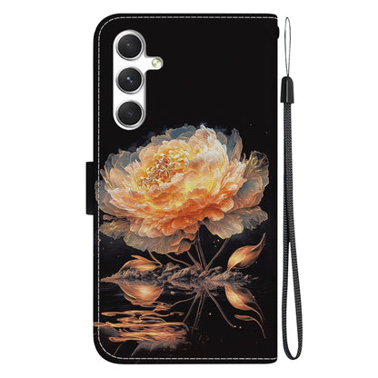 For Samsung Galaxy S25 5G Crystal Texture Colored Drawing Leather Phone Case(Gold Peony) - Galaxy S25 5G Cases by PMC Jewellery | Online Shopping South Africa | PMC Jewellery | Buy Now Pay Later Mobicred