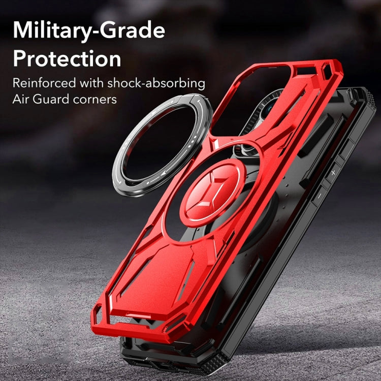 For iPhone 16 Plus Armor II Series MagSafe Magnetic Holder Phone Case(Red) - iPhone 16 Plus Cases by PMC Jewellery | Online Shopping South Africa | PMC Jewellery | Buy Now Pay Later Mobicred