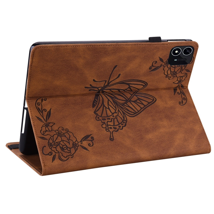 For itel Pad One 10.1 Butterfly Flower Embossed Leather Tablet Case(Brown) - Others by PMC TechLife | Online Shopping South Africa | PMC TechLife | Buy Now Pay Later Mobicred