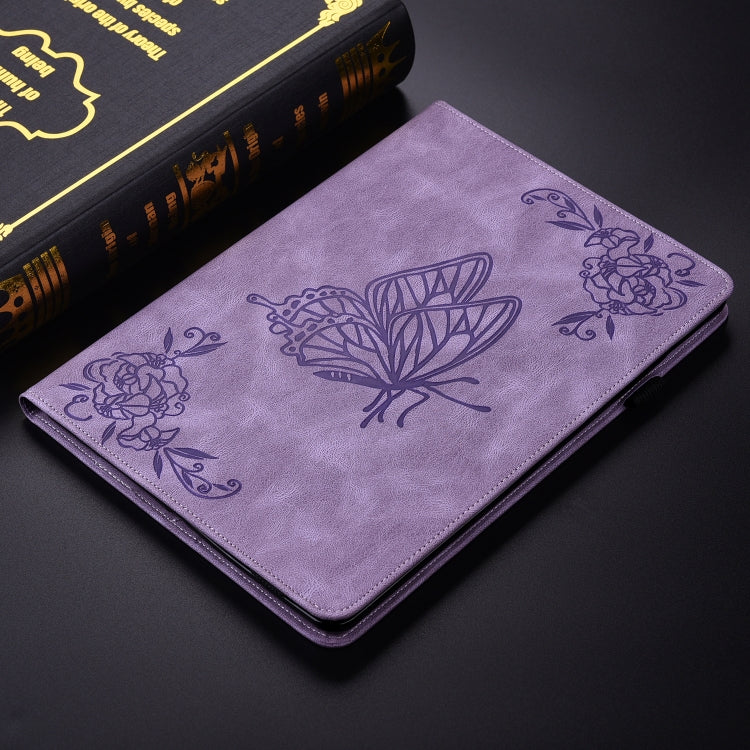 For itel Pad One 10.1 Butterfly Flower Embossed Leather Tablet Case(Purple) - Others by PMC TechLife | Online Shopping South Africa | PMC TechLife | Buy Now Pay Later Mobicred