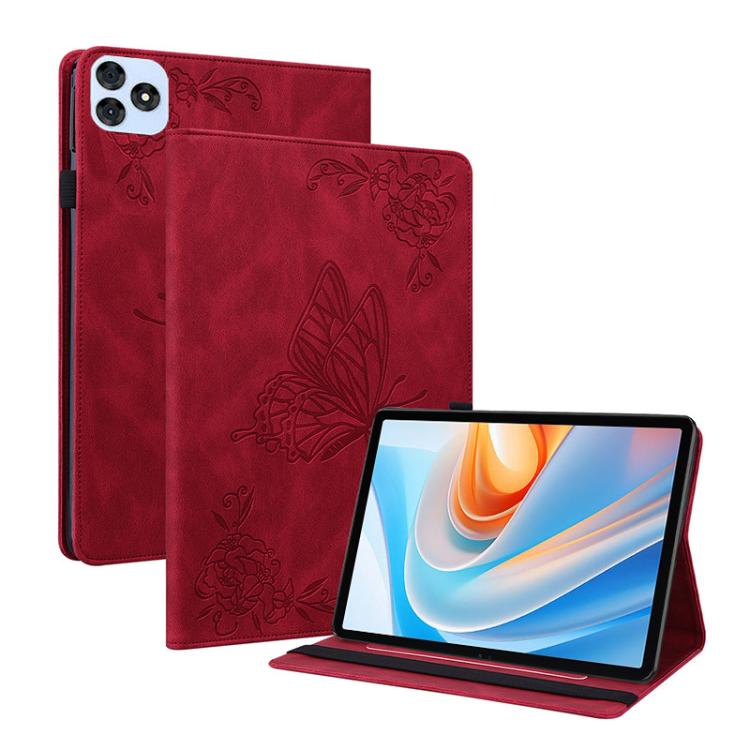 For itel VistaTab 30 Butterfly Flower Embossed Leather Tablet Case(Red) - Others by PMC TechLife | Online Shopping South Africa | PMC TechLife | Buy Now Pay Later Mobicred