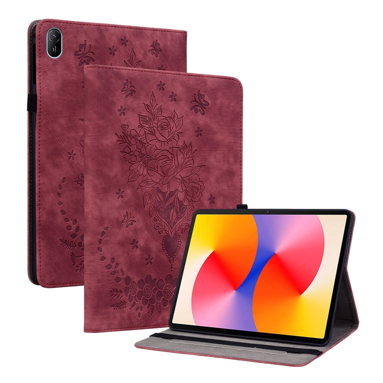 For Huawei MatePad SE 11 2024 Butterfly Rose Embossed Leather Tablet Case(Red) - Huawei by PMC Jewellery | Online Shopping South Africa | PMC Jewellery | Buy Now Pay Later Mobicred