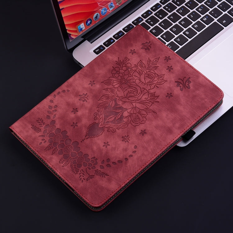 For Huawei MatePad SE 11 2024 Butterfly Rose Embossed Leather Tablet Case(Red) - Huawei by PMC Jewellery | Online Shopping South Africa | PMC Jewellery | Buy Now Pay Later Mobicred