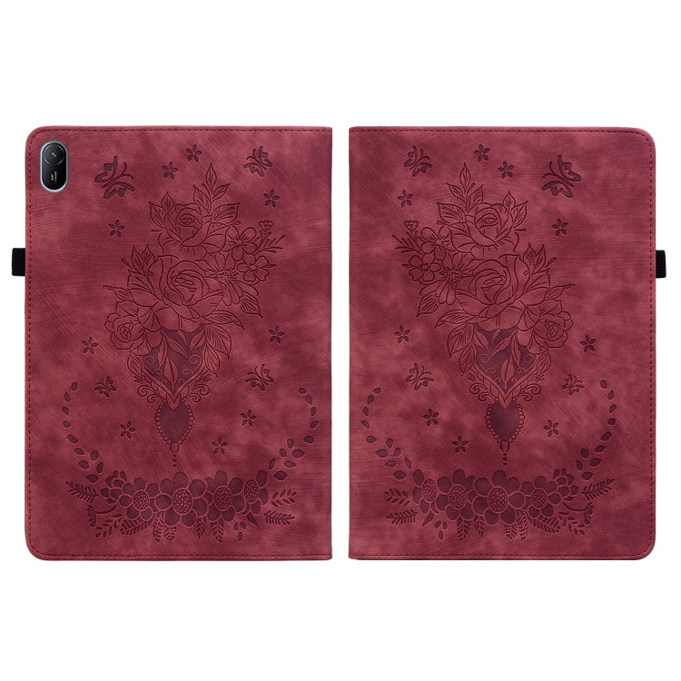 For Huawei MatePad SE 11 2024 Butterfly Rose Embossed Leather Tablet Case(Red) - Huawei by PMC Jewellery | Online Shopping South Africa | PMC Jewellery | Buy Now Pay Later Mobicred