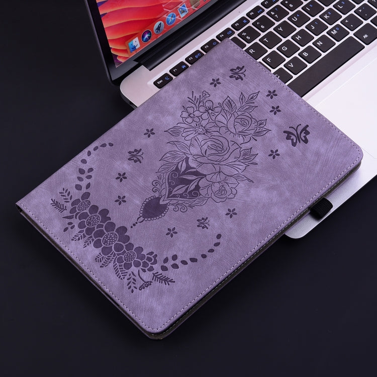 For itel Pad One 10.1 Butterfly Rose Embossed Leather Tablet Case(Purple) - Others by PMC TechLife | Online Shopping South Africa | PMC TechLife | Buy Now Pay Later Mobicred