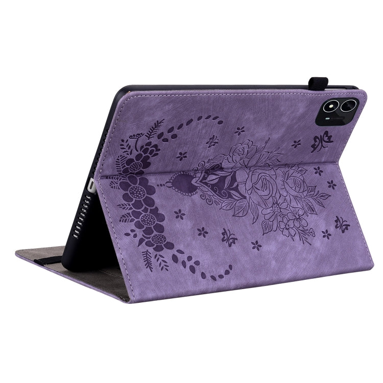 For itel Pad One 10.1 Butterfly Rose Embossed Leather Tablet Case(Purple) - Others by PMC TechLife | Online Shopping South Africa | PMC TechLife | Buy Now Pay Later Mobicred