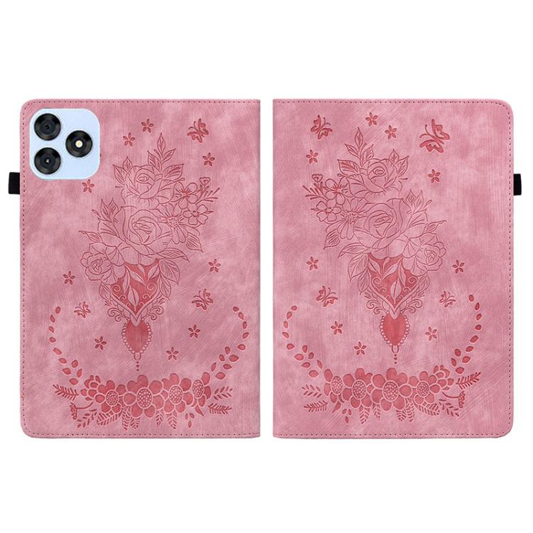 For itel VistaTab 30 Butterfly Rose Embossed Leather Tablet Case(Pink) - Others by PMC TechLife | Online Shopping South Africa | PMC TechLife | Buy Now Pay Later Mobicred