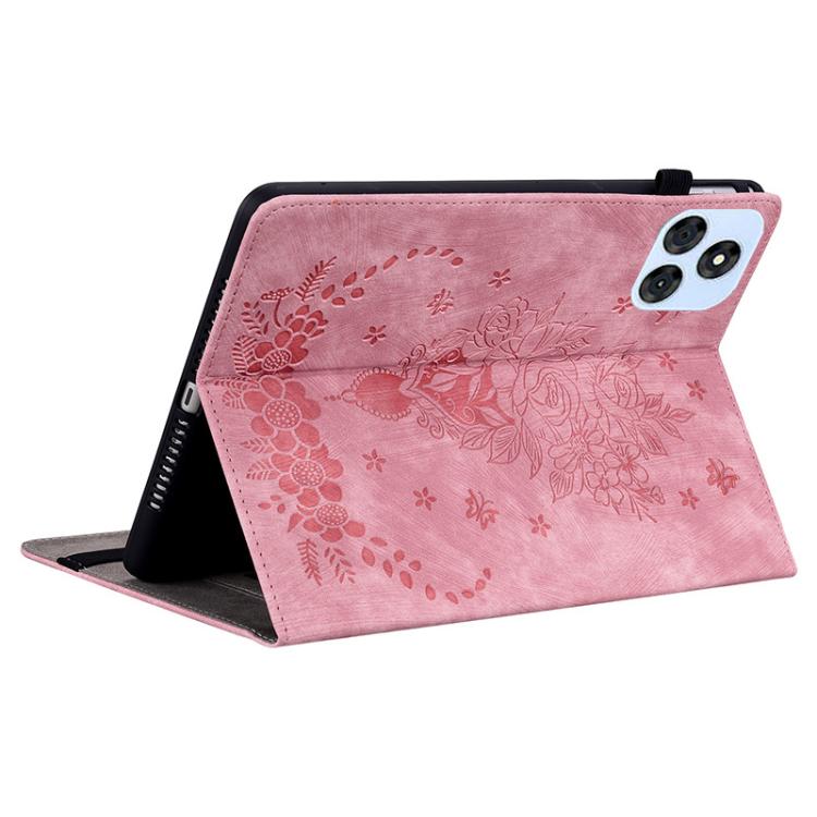For itel VistaTab 30 Butterfly Rose Embossed Leather Tablet Case(Pink) - Others by PMC TechLife | Online Shopping South Africa | PMC TechLife | Buy Now Pay Later Mobicred