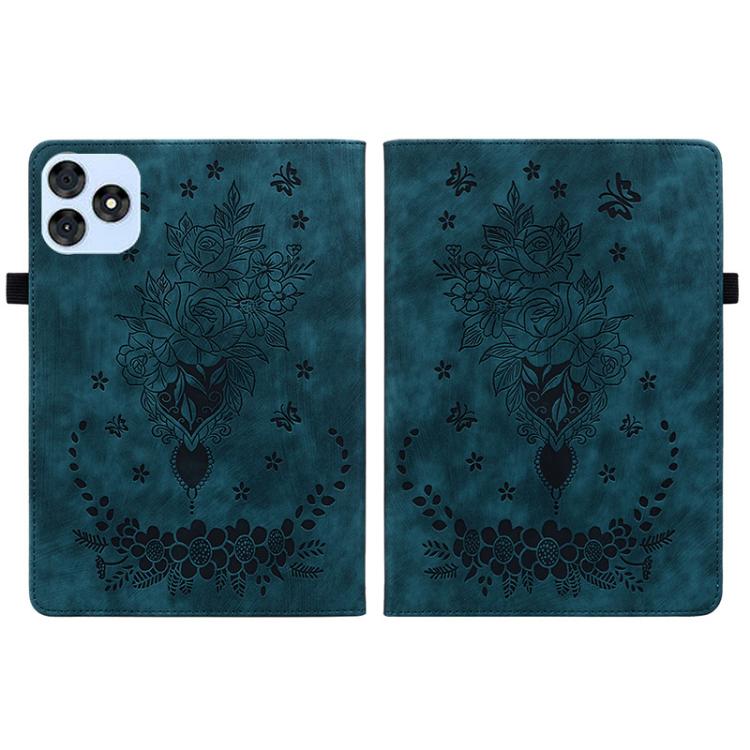 For itel VistaTab 30 Butterfly Rose Embossed Leather Tablet Case(Dark Blue) - free shipping - PMC TechLife - Order now!