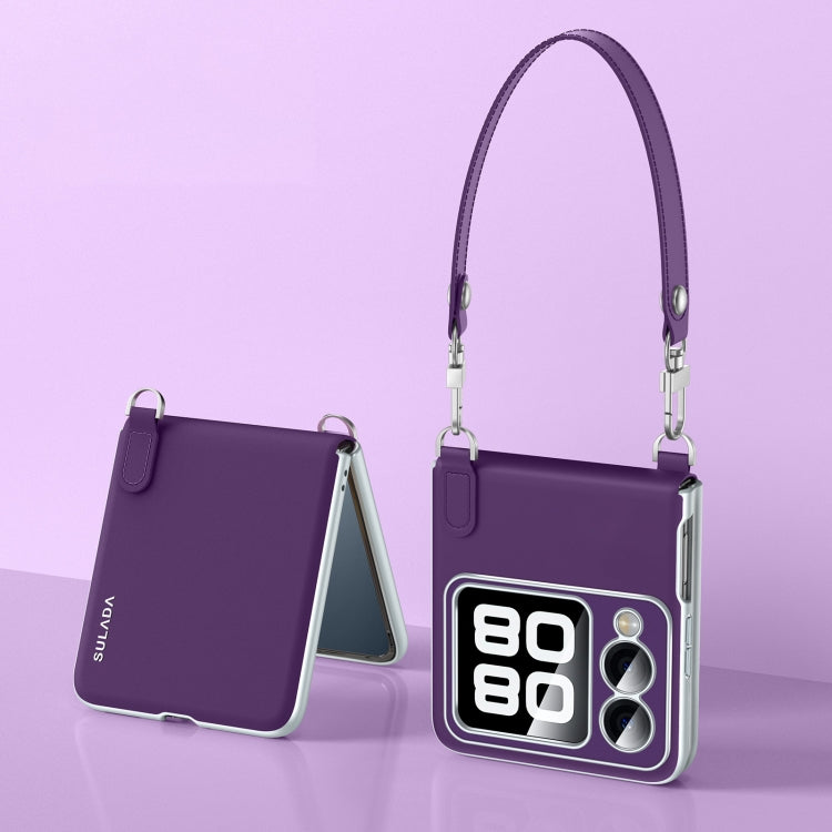 For Huawei nova Flip SULADA Skin Feel Liquid Leather Phone Case with Strap(Purple) - free shipping - PMC TechLife - Order now!