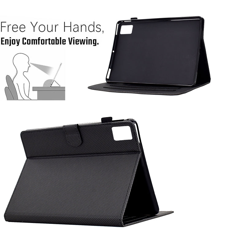 For Lenovo Tab M11 / Xiaoxin Pad 2024 Solid Color Fiber Texture Smart Tablet Leather Case(Black) - free shipping - PMC Jewellery - Order now!