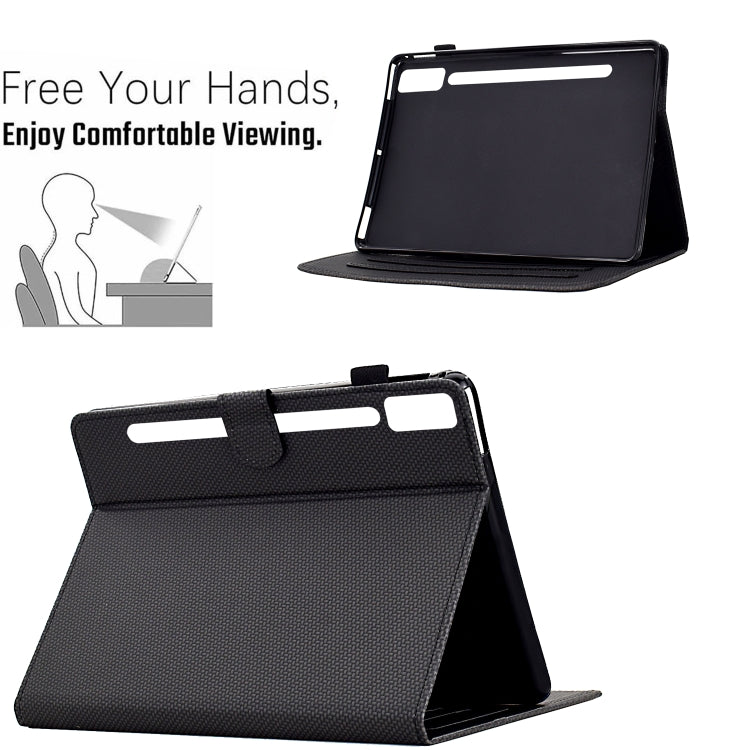 For Lenovo Tab P12 Solid Color Fiber Texture Smart Tablet Leather Case(Black) - Lenovo by PMC TechLife | Online Shopping South Africa | PMC TechLife | Buy Now Pay Later Mobicred