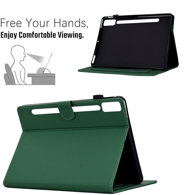 For Lenovo Tab P12 Solid Color Fiber Texture Smart Tablet Leather Case(Green) - Lenovo by PMC TechLife | Online Shopping South Africa | PMC TechLife | Buy Now Pay Later Mobicred