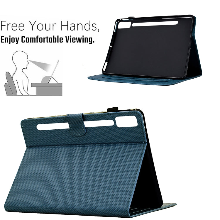 For Lenovo Tab P12 Solid Color Fiber Texture Smart Tablet Leather Case(Royal Blue) - Lenovo by PMC TechLife | Online Shopping South Africa | PMC TechLife | Buy Now Pay Later Mobicred