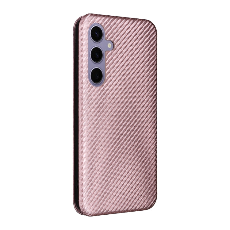 For Samsung Galaxy S25+ 5G Carbon Fiber Texture Flip Leather Phone Case(Pink) - Galaxy S25+ 5G Cases by PMC Jewellery | Online Shopping South Africa | PMC Jewellery | Buy Now Pay Later Mobicred