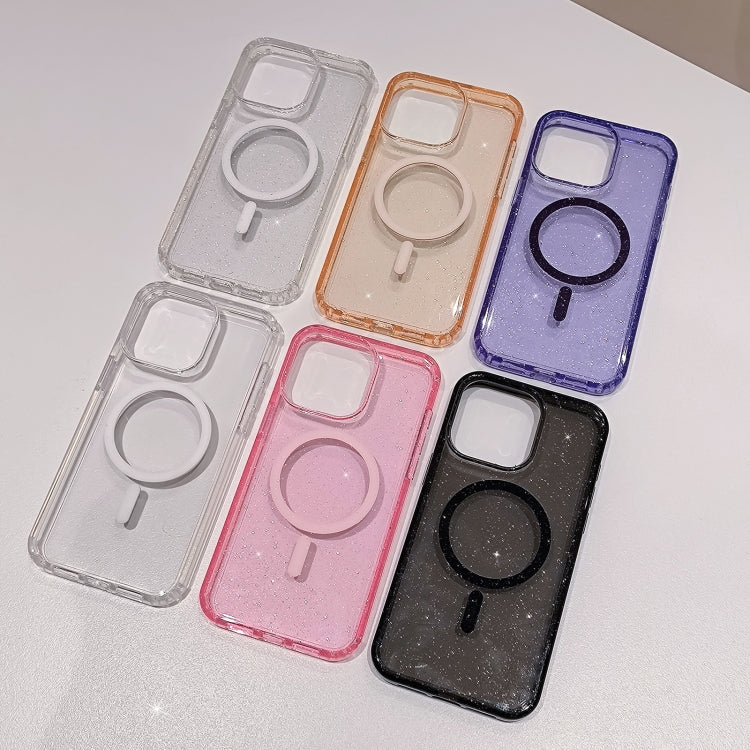 For iPhone 16 Glitter Powder TPU Hybrid PC MagSafe Phone Case(Purple) - iPhone 16 Cases by PMC TechLife | Online Shopping South Africa | PMC TechLife | Buy Now Pay Later Mobicred