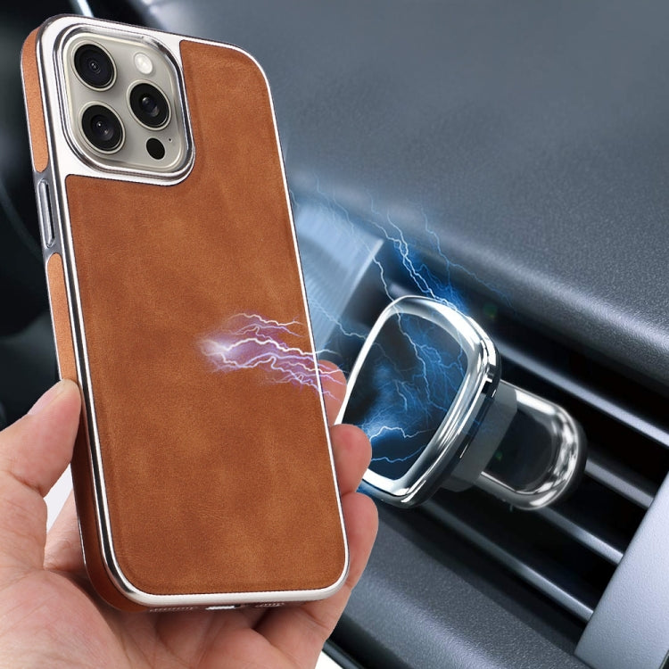 For iPhone 16 Pro Electroplated Side PU Hybrid TPU MagSafe Phone Case(Green) - iPhone 16 Pro Cases by PMC TechLife | Online Shopping South Africa | PMC TechLife | Buy Now Pay Later Mobicred