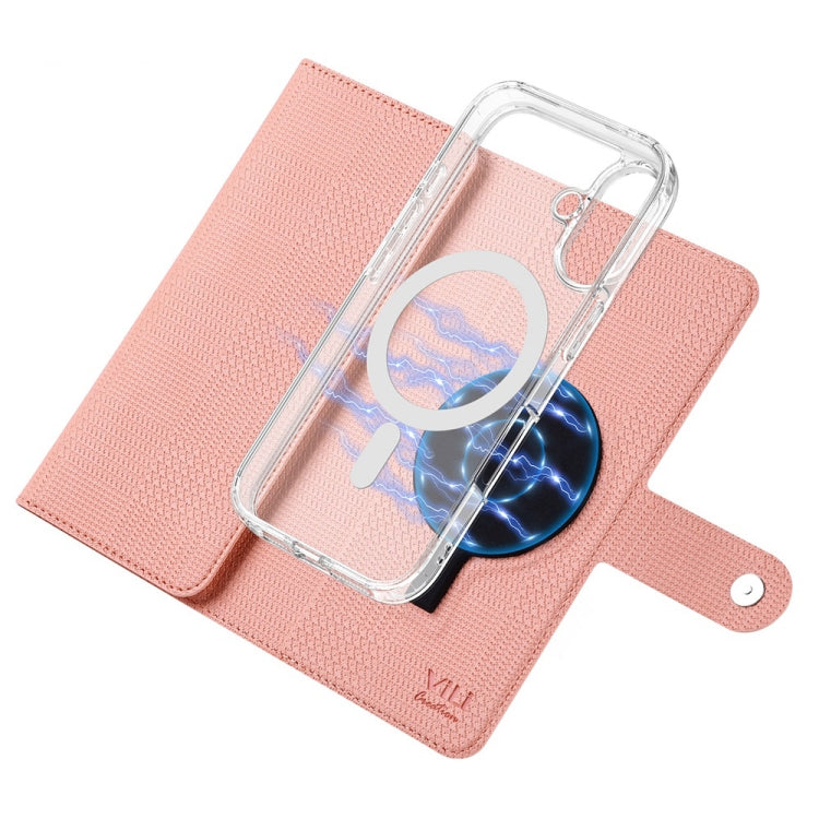 For iPhone 16 Plus ViLi GHA-C Series RFID MagSafe Magnetic Flip Leather Phone Case(Pink) - iPhone 16 Plus Cases by ViLi | Online Shopping South Africa | PMC TechLife | Buy Now Pay Later Mobicred