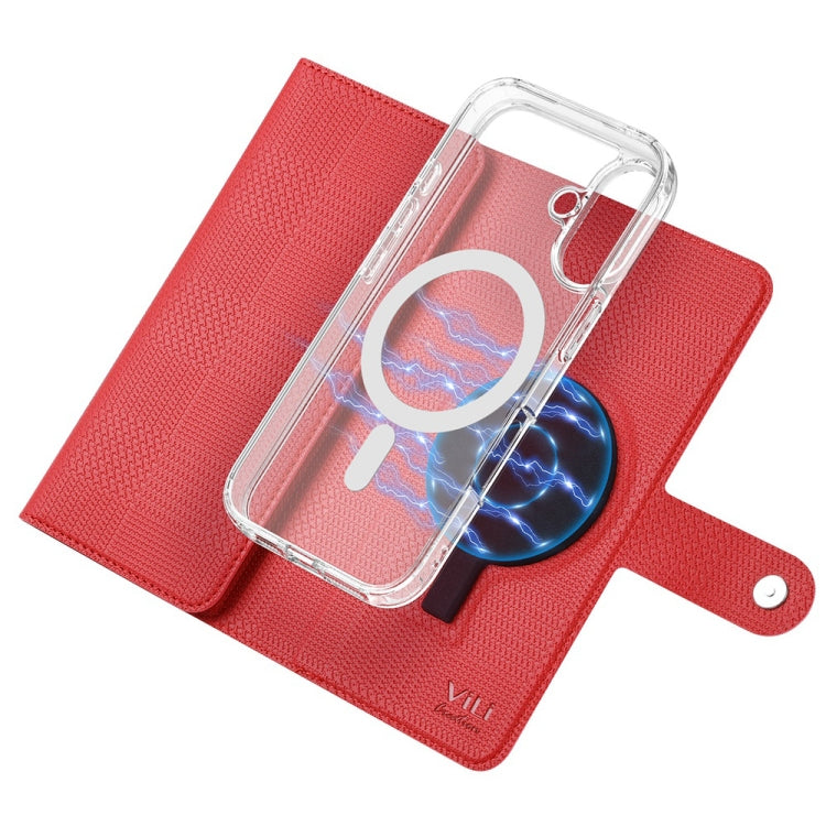 For iPhone 16 Plus ViLi GHA-C Series RFID MagSafe Magnetic Flip Leather Phone Case(Red) - iPhone 16 Plus Cases by ViLi | Online Shopping South Africa | PMC Jewellery | Buy Now Pay Later Mobicred