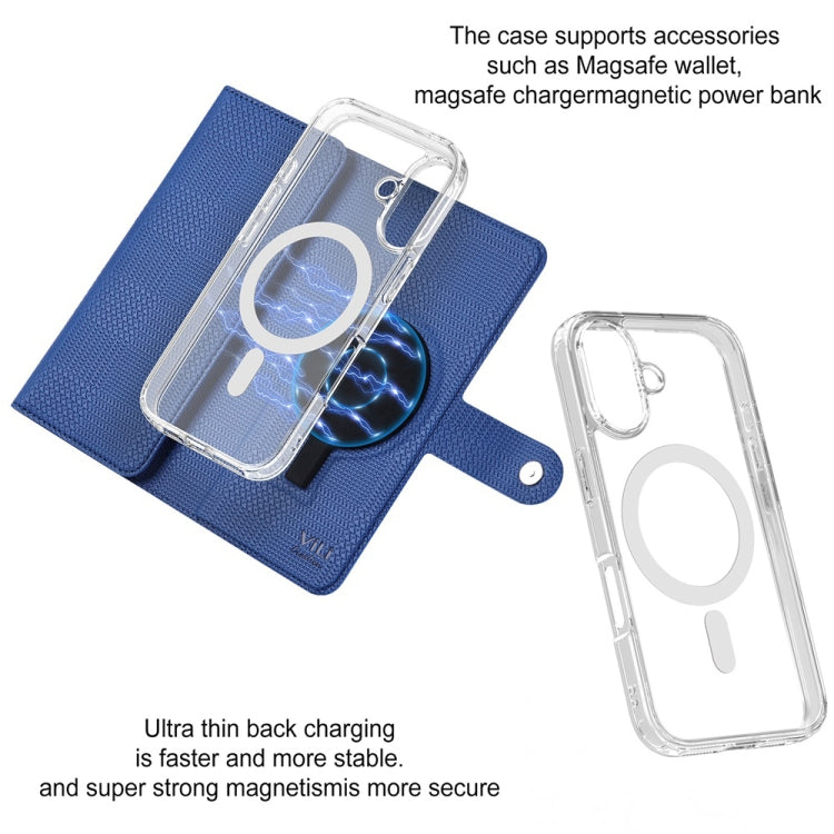 For iPhone 16 Plus ViLi GHA-C Series RFID MagSafe Magnetic Flip Leather Phone Case(Blue) - free shipping - PMC TechLife - Order now!