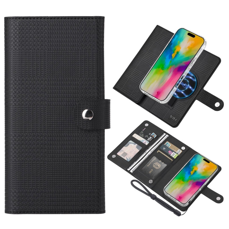 For iPhone 16 Pro ViLi GHA-C Series RFID MagSafe Magnetic Flip Leather Phone Case(Black) - free shipping - PMC TechLife - Order now!