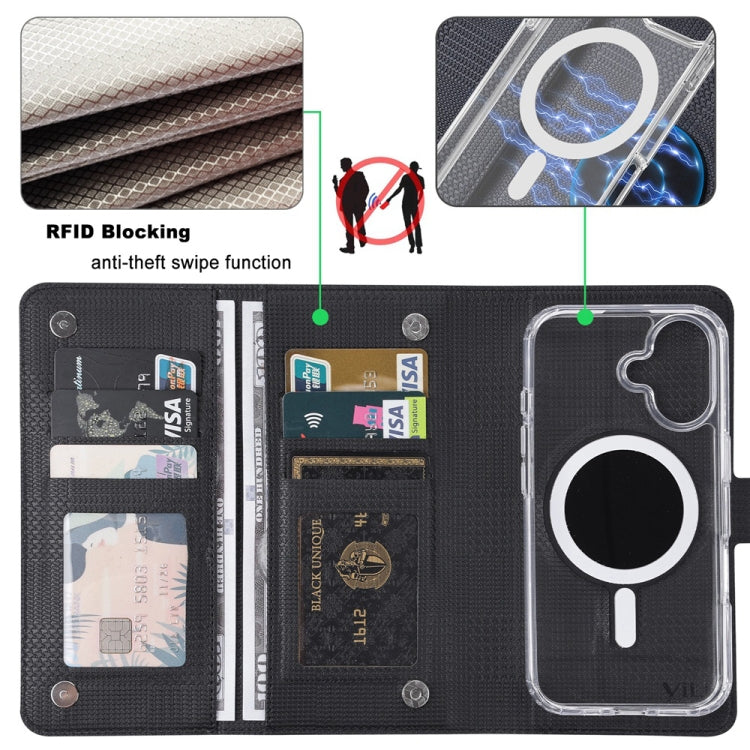 For iPhone 16 Pro ViLi GHA-C Series RFID MagSafe Magnetic Flip Leather Phone Case(Black) - free shipping - PMC TechLife - Order now!