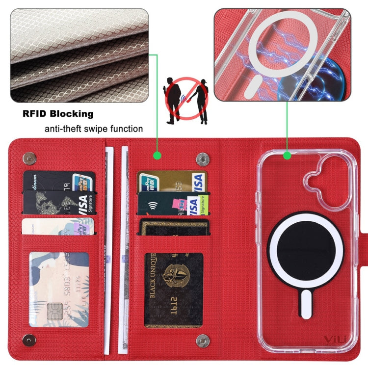 For iPhone 15 ViLi GHA-C Series RFID MagSafe Magnetic Flip Leather Phone Case(Red) - iPhone 15 Cases by ViLi | Online Shopping South Africa | PMC Jewellery | Buy Now Pay Later Mobicred
