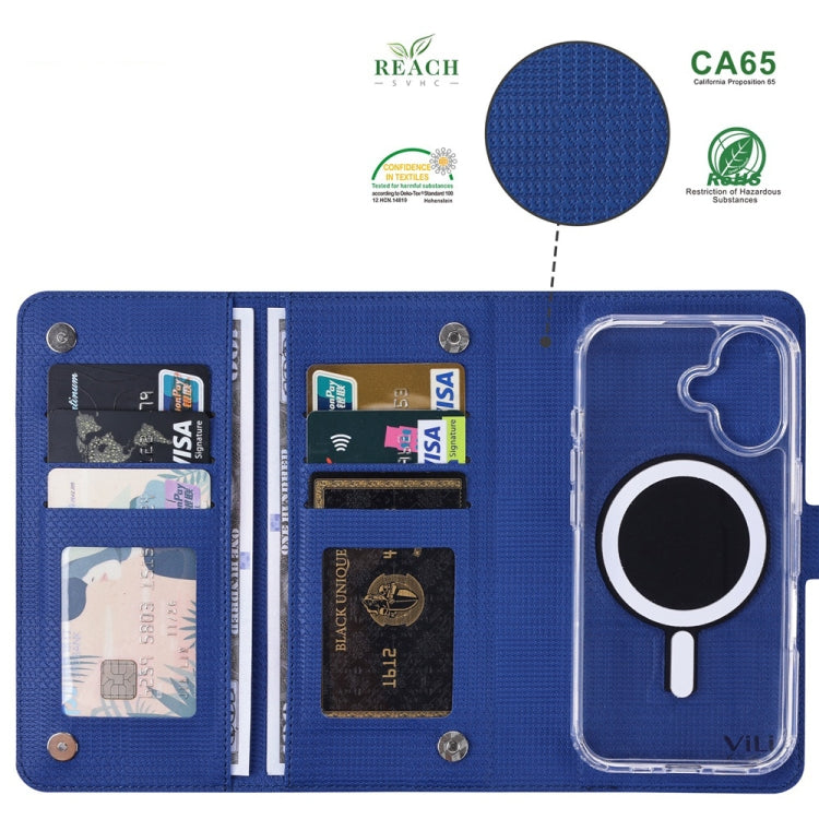 For iPhone 15 ViLi GHA-C Series RFID MagSafe Magnetic Flip Leather Phone Case(Blue) - free shipping - PMC Jewellery - Order now!
